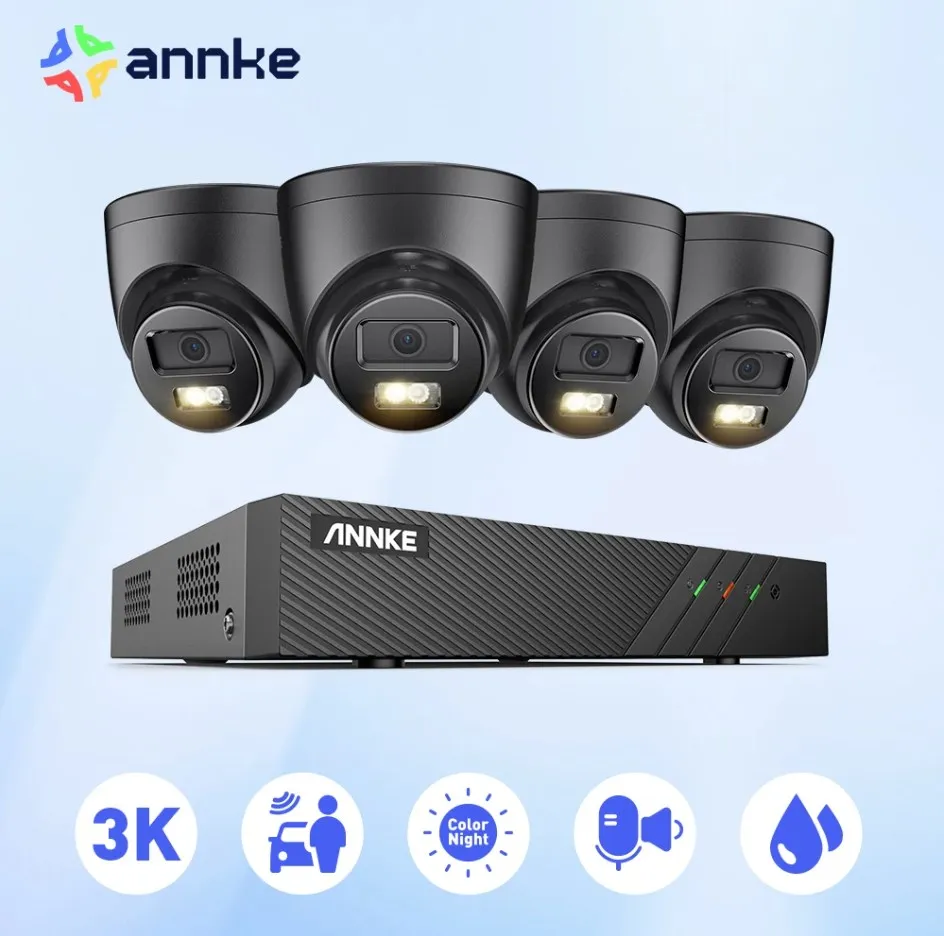 

ANNKE 3K 5MP Ultra HD POE Video Surveillance System 8CH NVR Recorder 3K Security Cameras CCTV Kit Smart Dual Lights Ip camera