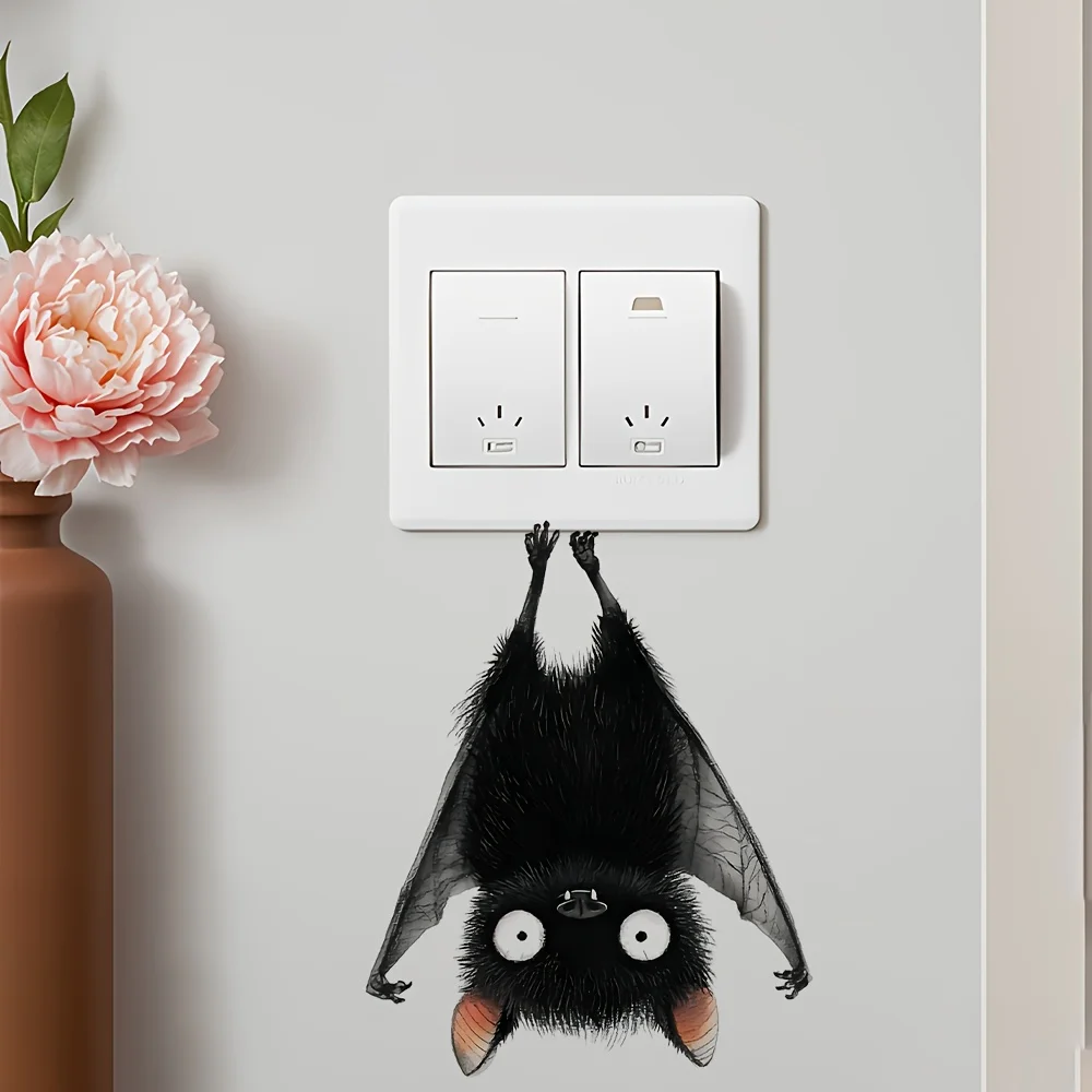 1pc Charming Black Bat Wall Decal - Removable,Self-Adhesive,Easy To Clean Home Decor for Living Room &Bedroom,Switch Sticker