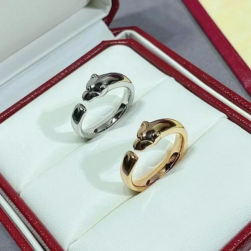 Hot Selling Classic Brand 925 Sterling Silver Leopard Head Ring Ladies Personality Trend Luxury Jewelry Party Couple Gift