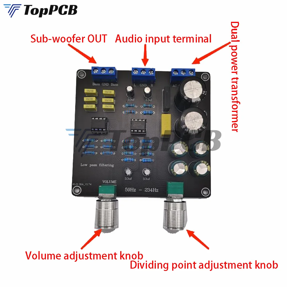 59Hz-234Hz AC 9V-12V low-pass filter Super Bass Electronic Crossover Board Crossover point continuously adjustable Dual NE5532