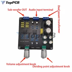 59Hz-234Hz AC 9V-12V low-pass filter Super Bass Electronic Crossover Board Crossover point continuously adjustable Dual NE5532