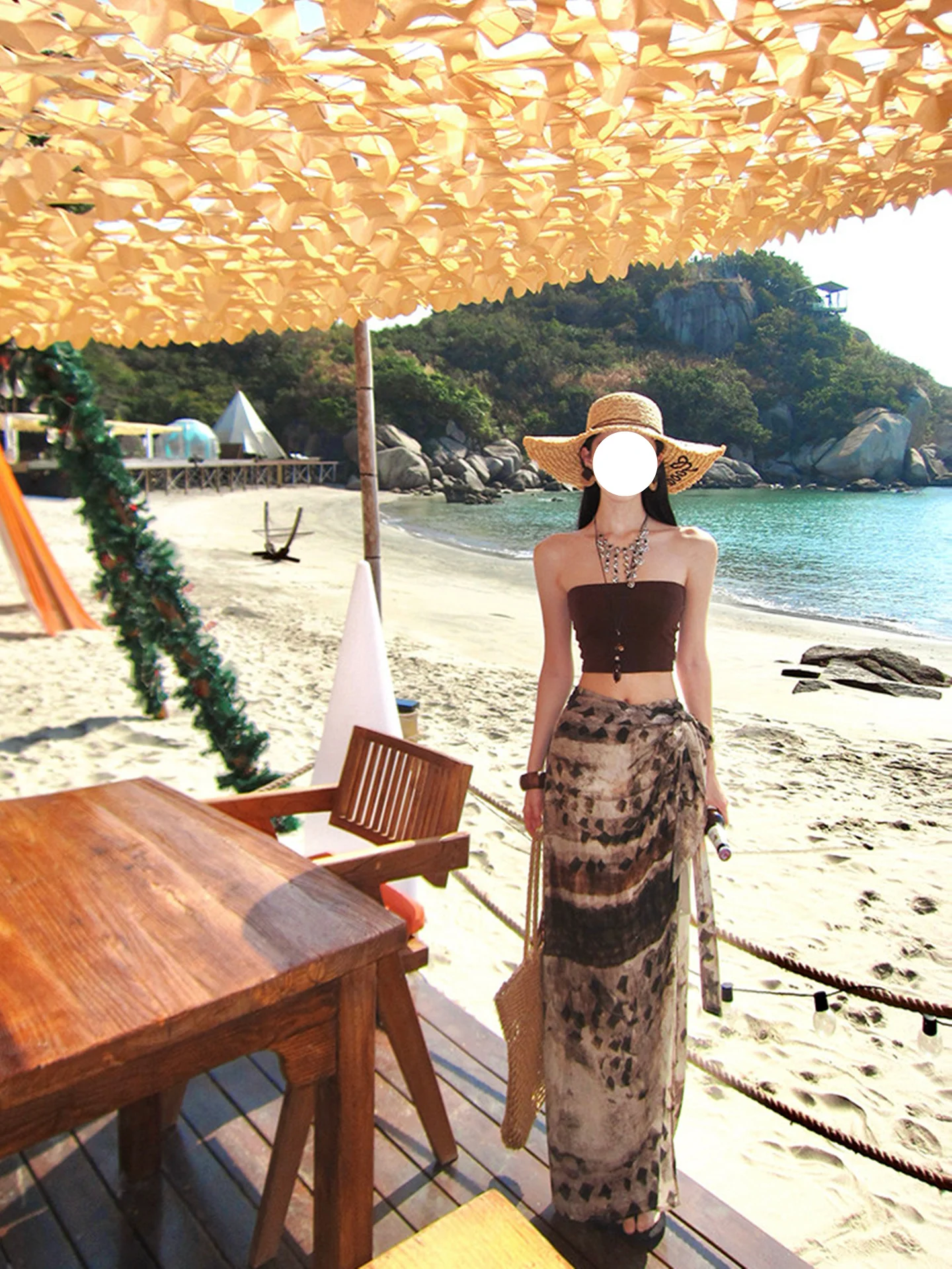 Island Vacation Style Short Crop Top And Skirt Set Women's Summer Sexy Two Piece Suit Asymmetrical Print Casual Beachwear