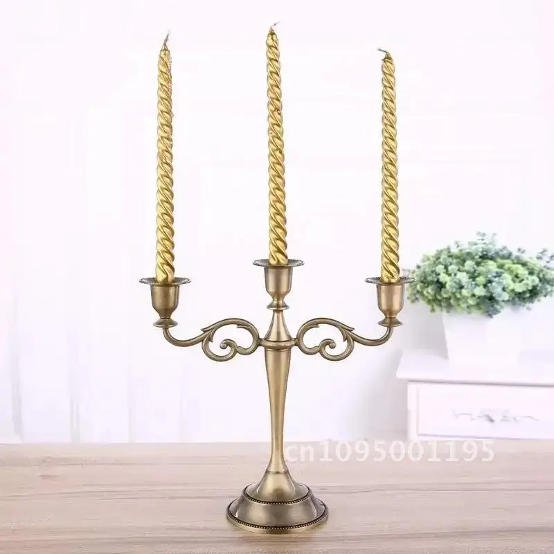 Candle Holders 3-arms/5-arms Bronze Metal Wedding Candlestick home Stand Candle Home Decoration Holder for Decor Light