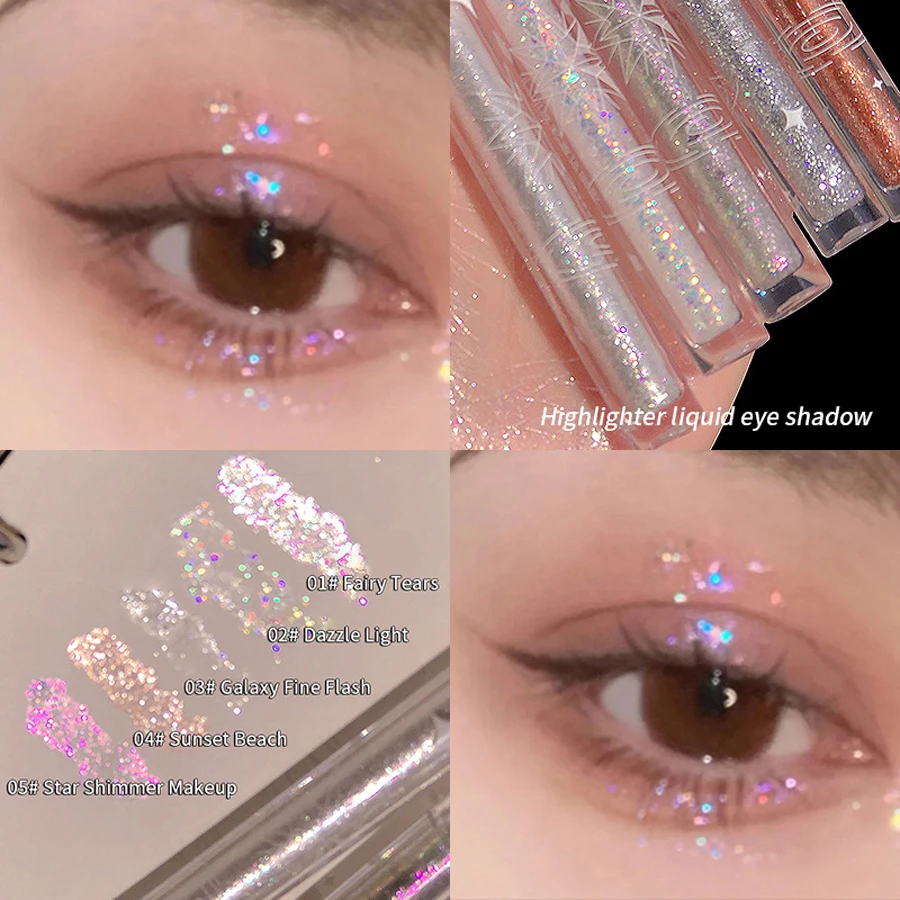 ハートビートカラフルな液体アイシャドウ光沢のあるライトアイメイクファインシマー明るい防水アイメイクを除去するのは簡単ではありません