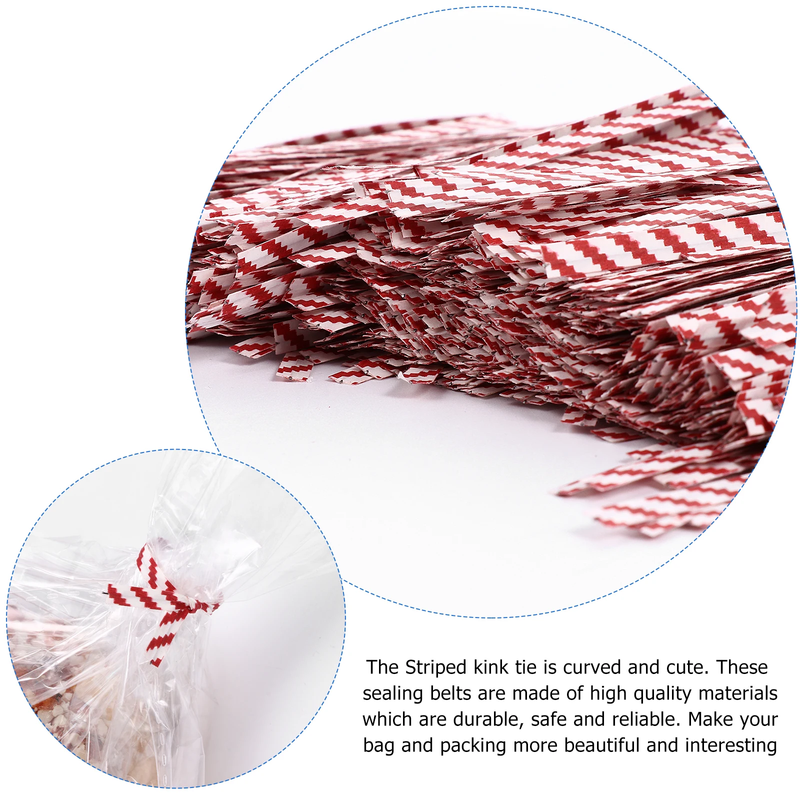 

1400 Pcs Stripe Closure Ties Seal Twist Candy Bag Packing Ribbon Biscuit Baking Striped
