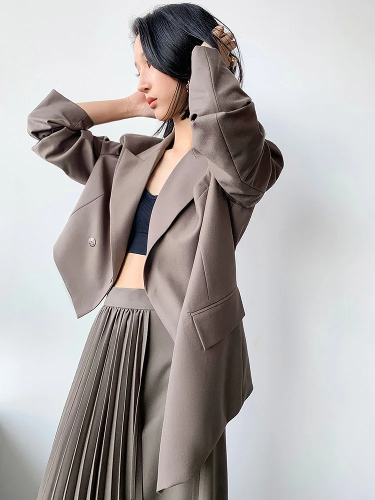 BZVW Irregular Designer Blazers Jacket For Women's Spring Autumn 2024 New High-end Light Luxury Style Blazer Pleated Skirt Set