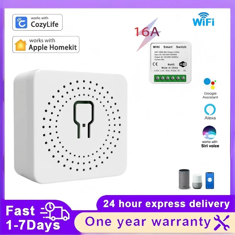 

Smart Wireless Switch Mini Wifi Relay Breaker Siri Voice Wifi Smart Switch Control for Apple Homekit Alexa Google Home