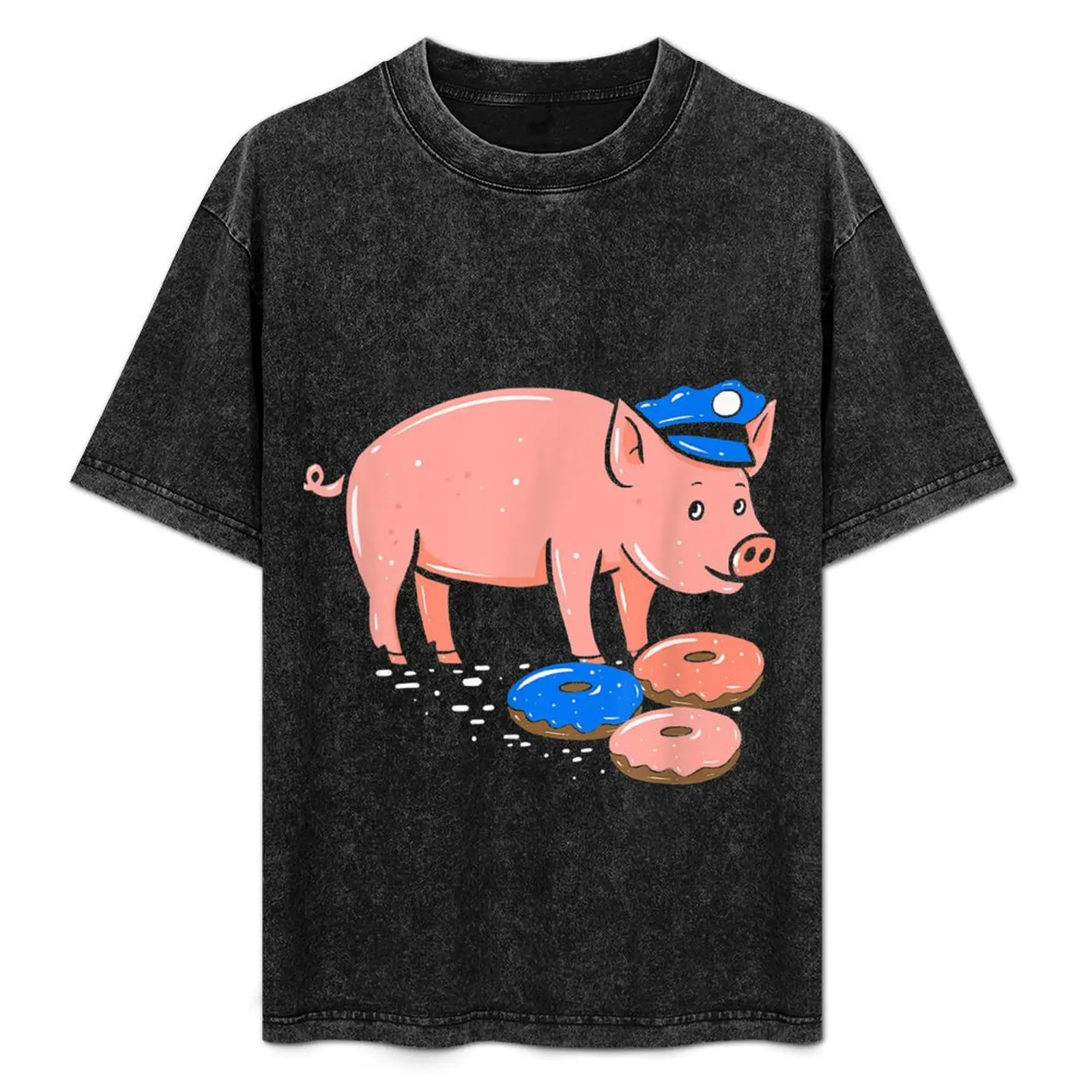 Pig Cop Funny Police Officer Doughnut Gift T-Shirt valentines boutique clothes plain T-shirts for men cotton