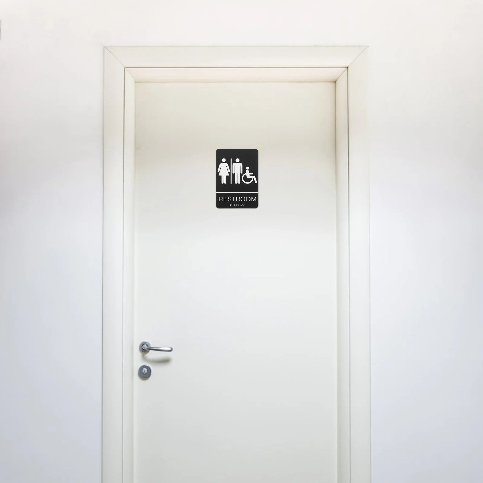 

Self-Adhesive Unisex Restroom Sign Acrylic Toilet Door Symbol For Office Business Easy Install Wheelchair Accessible Bathroom