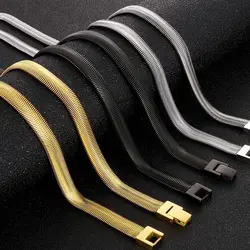 5/8mm Width Stainless Steel Flat Necklace Waterproof Filmy Snake Chain Men Gift Jewelry 60CM Length Choker Clavicle Necklace