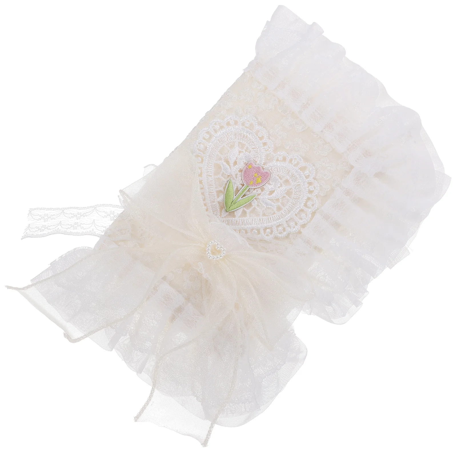 

Lace Book Cover Diary Fabric Protective Sleeve Square Strap White Floral Decorative Book Protector Thin Non Tear Handmade