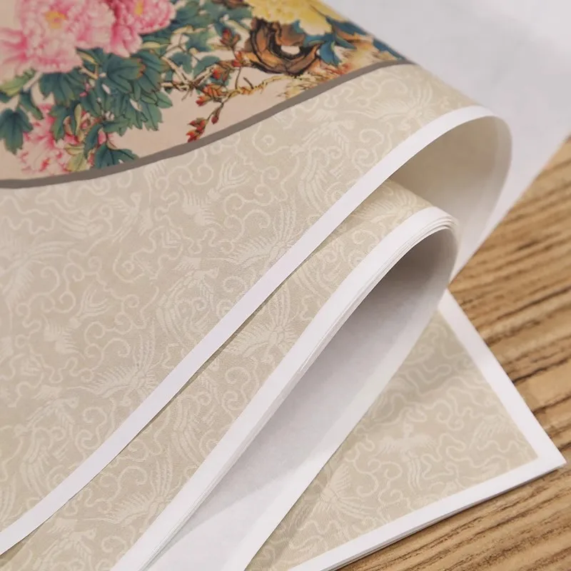 4 Sheets Round Shape Ripe Xuan Paper Cards For Vintage Brush Calligraphy Works Paper