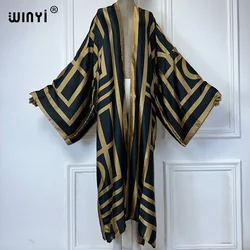 WINYI Africa boho print Kimonos african dresses for woman Cardigans beach outfits kaftan beach cover up evening dress maxi coat