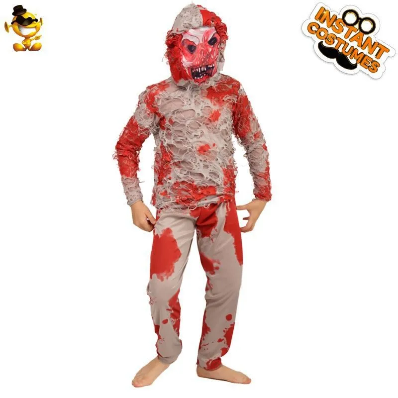 

Children's loween Bloodstained Zombie Costume Devil Ghost Festival Role-plang Par Wear Little Devil Demon Outfit
