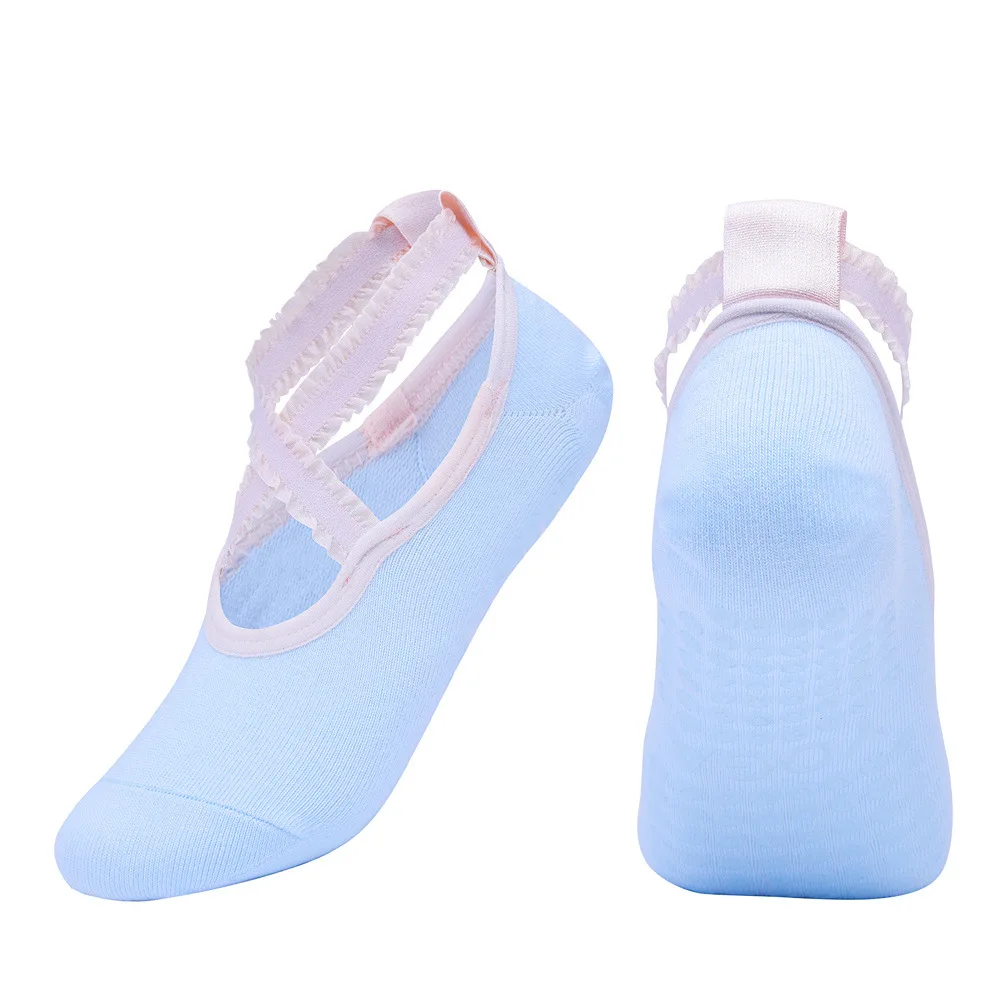 Women Pilates Socks Breathable Cotton Silicone Anti-Slip Lace Bandage Backless Sprots Fitness Ballet Dance Yoga Socks