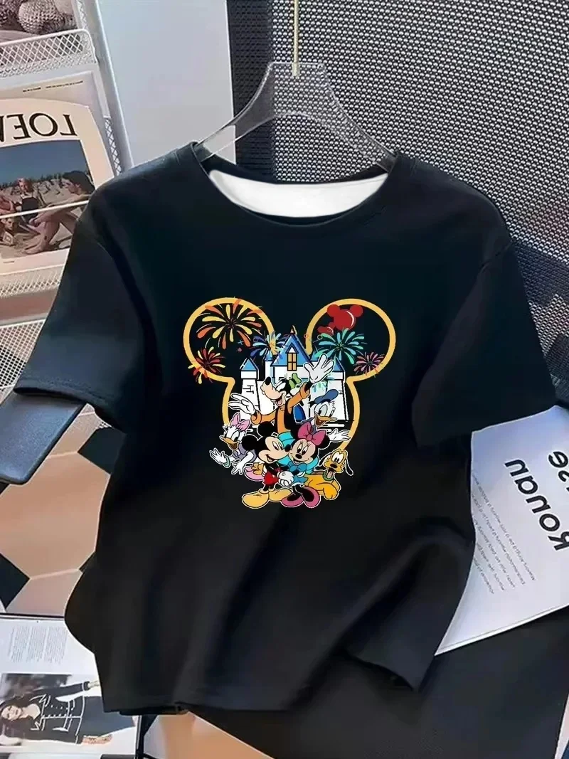 

Футболка для пары Disneyland с Микки Маусом, летняя мужская и женская футболка с 3D принтом, уличная мода унисекс