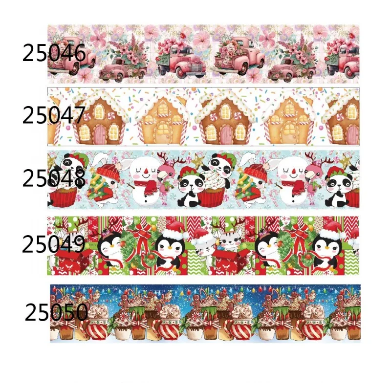 

(50yards) Printed Christmas Holiday Grosgrain Ribbon for Hairbows Gift Box Packaging