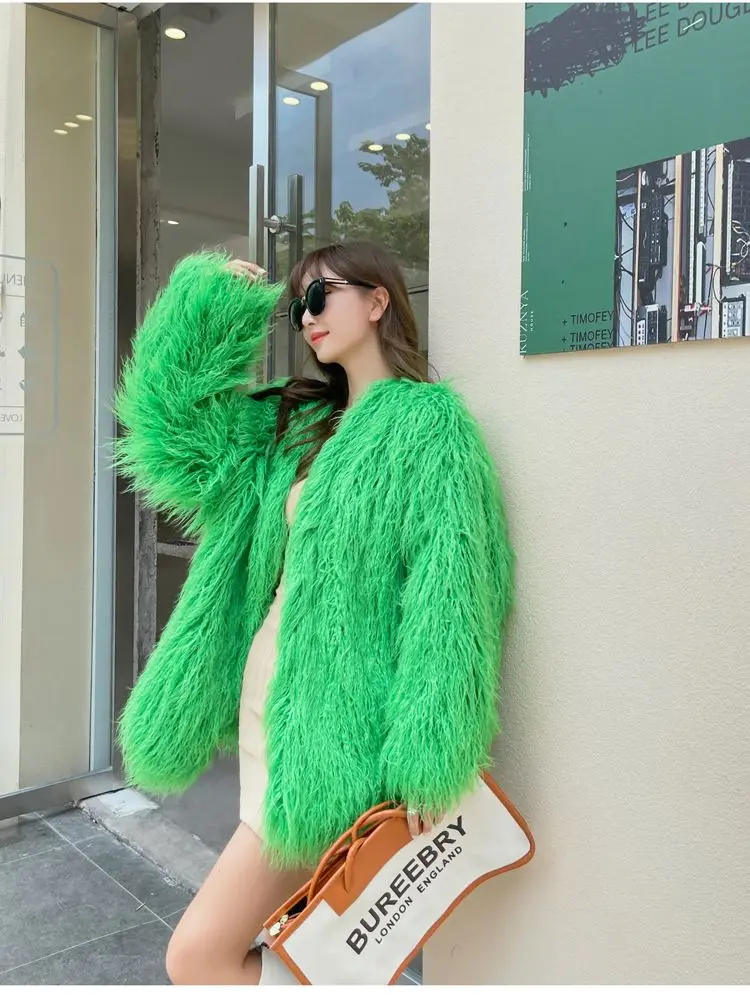 Young Female Faux Fur Coat Fashion Medium Length Jacket Women\'s Autumn/Winter Clothing Lady Shaggy Outerwear Promotion