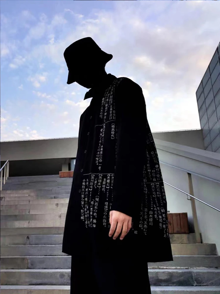 Klasyczne słownikowe koszule w stylu japońskim unisex w stylu Yamamoto męskie Homme koszule oversize dla mężczyzn luźne ubrania Owens topy męski