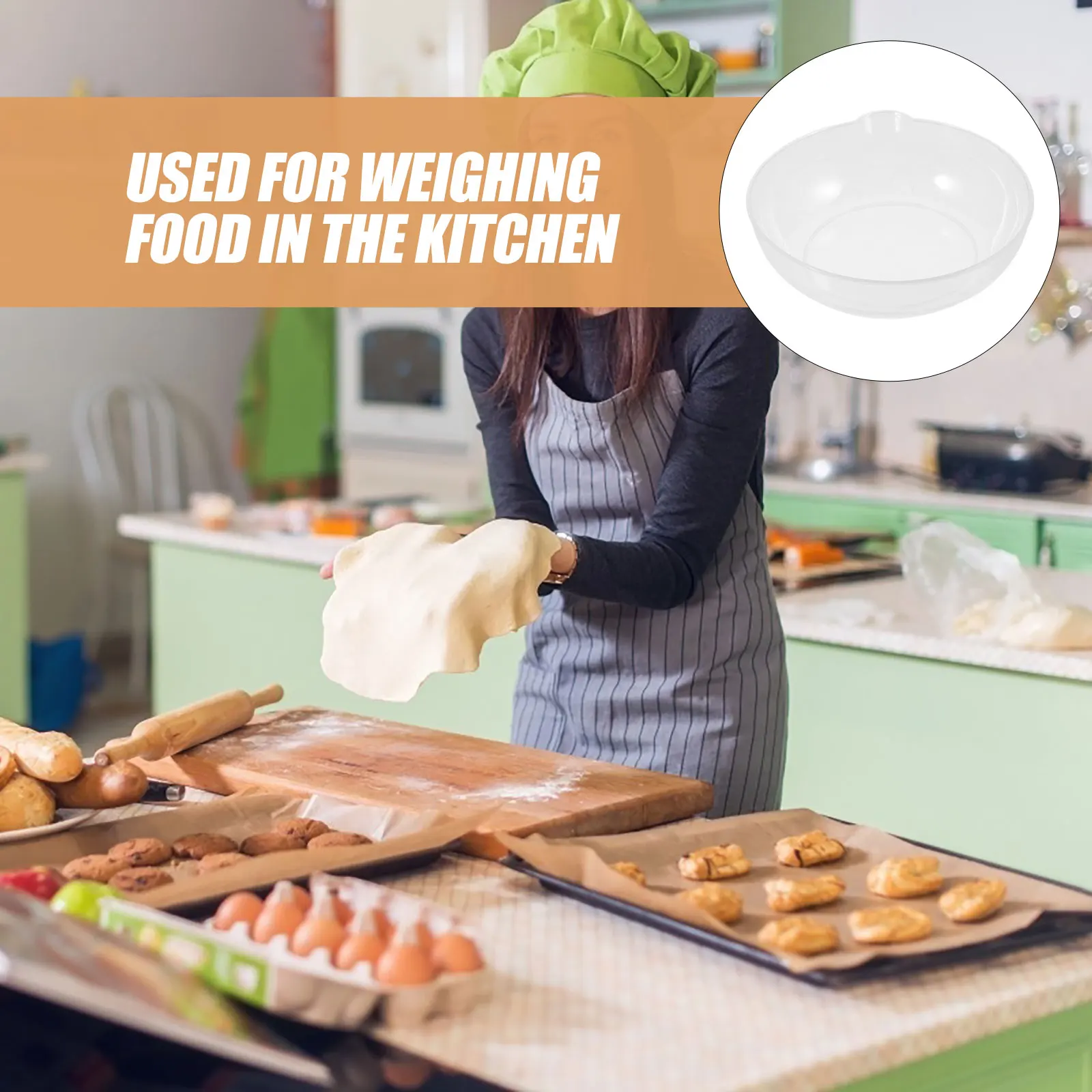 Kitchen Weighing Pan Tray Electronic Scale Circle Measuring Baking Food Storage Clear Plastic Small Design