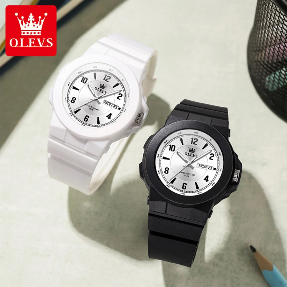 OLEVS 5681 Quartz Watch Digital Simplicity Student Watch Fashion Silicone Strap High Hardness Glass Waterproof Sports Men Watch