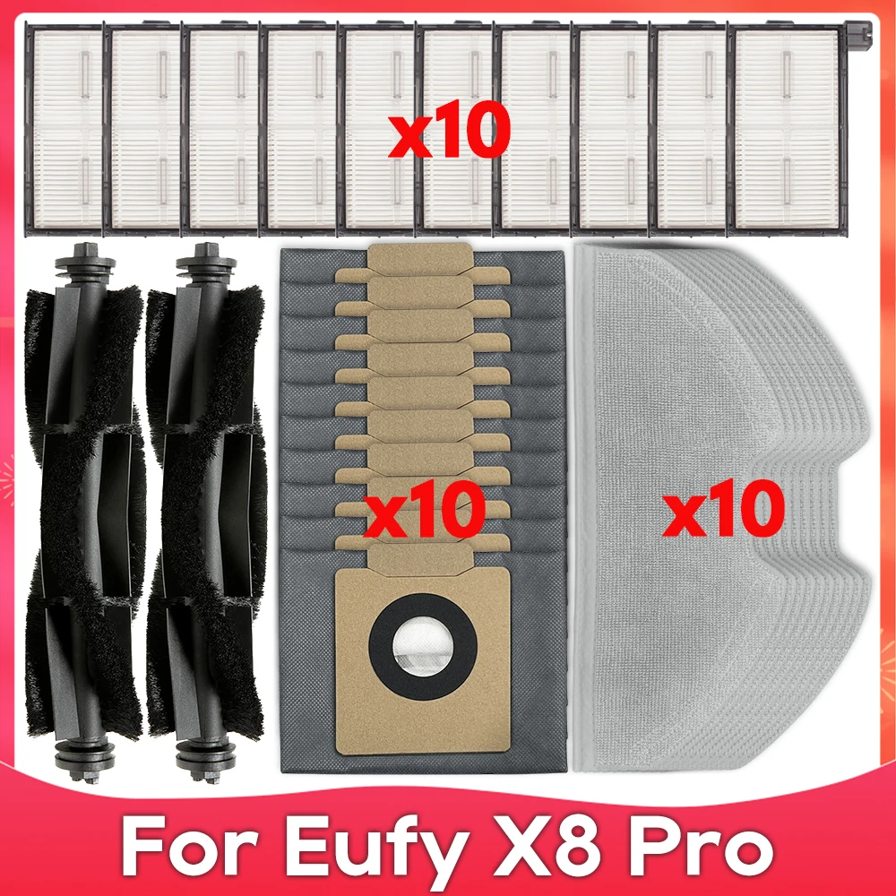 

Compatible for Eufy X8 Pro Robot Vacuum Cleaner Roller Hepa Filter Mop Pads Dust Bags Parts Accessories