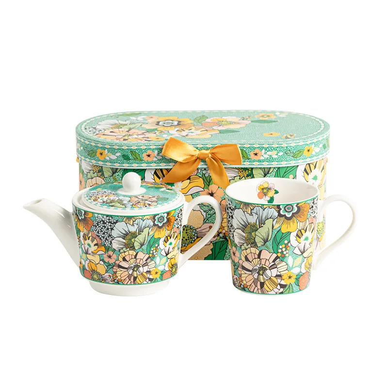 

Zml ceramic water cup mug with lid + spoon gift box