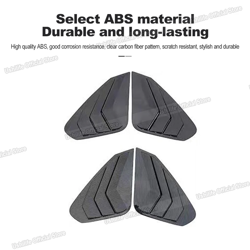 

ABS Car Rear Window Louver Shutter Blinds Cover Side Air Vent Trim For Toyota RAV4 WILDLANDER 2019-2024 Black Carbon Fiber