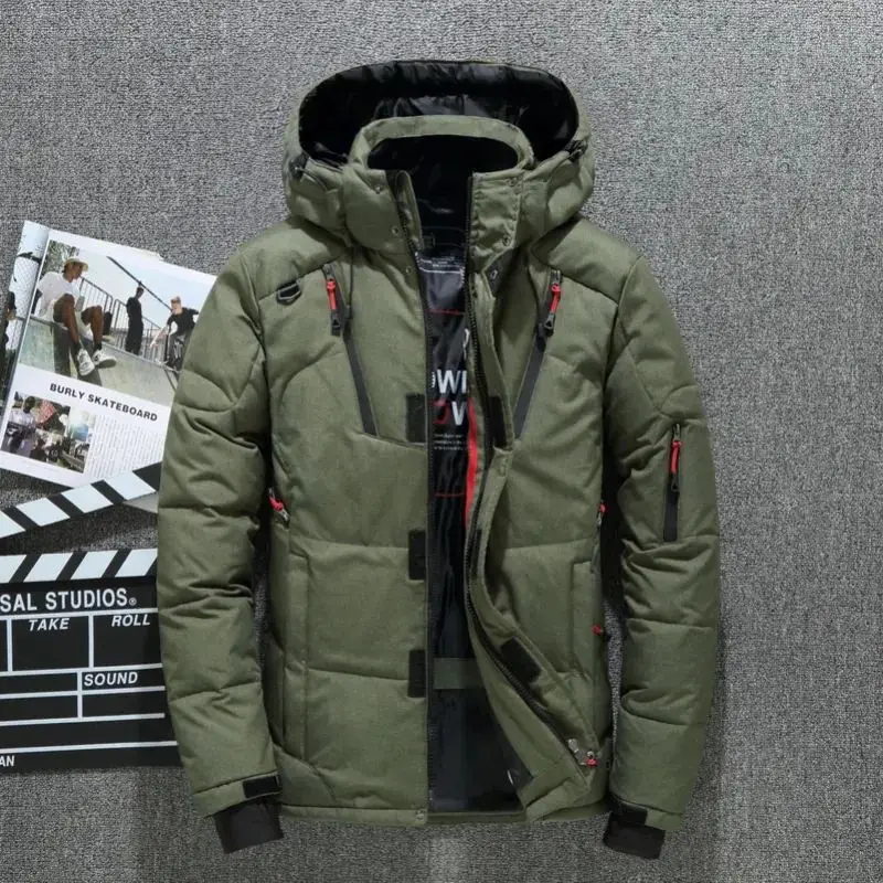 

New 2023 Men's Winter Jaet White Du down Parka Casual Sle Thiened Warm Ci Leisure Long Coat for Winter Season