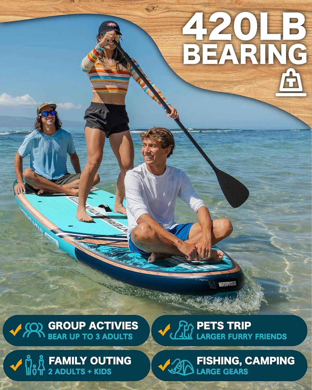 

SKATINGER 11'x34''x6'' Inflatable Paddle Board for Adults Waterproof Standing Style SUP Board with Accessories for Aquatic