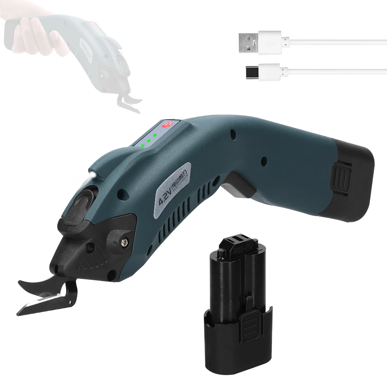 4.2 فولت قاطع القماش الكهربائي محرك عالي السرعة المحمولة آلة قطع النسيج اليدوية الورق المقوى الإسفنج الجلود السجاد السجاد تقليم