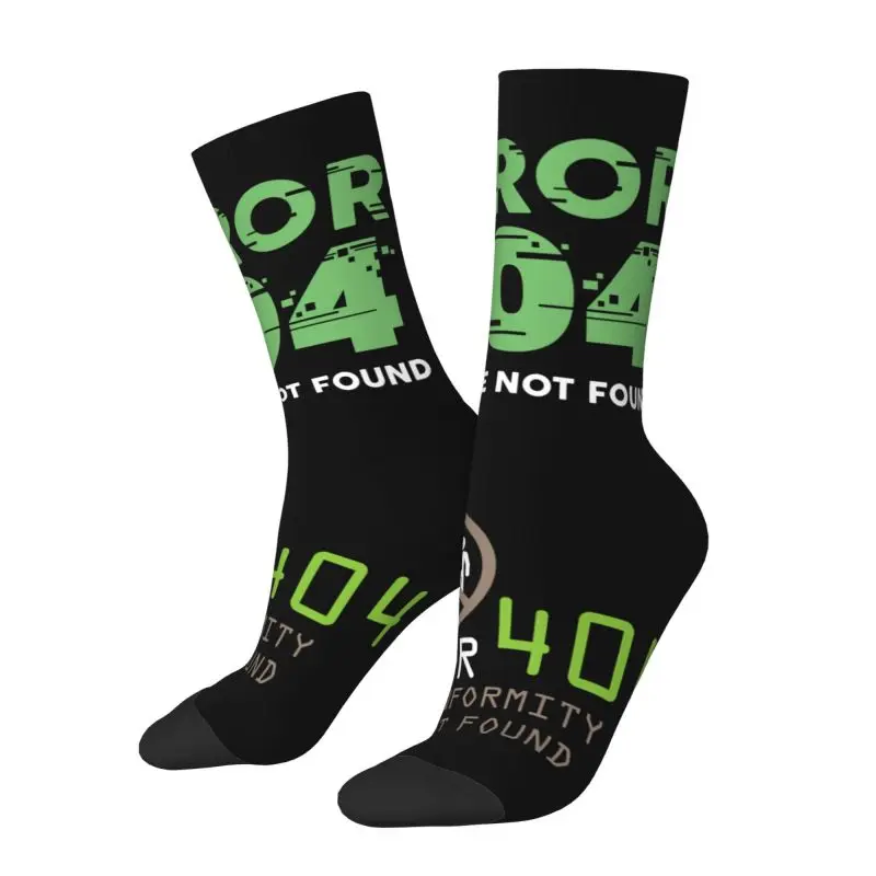 Cute Error 404 Conformity Not Found Socks Men Women Warm 3D Printed Computer Geek Programmer Sports Basketball Crew Socks