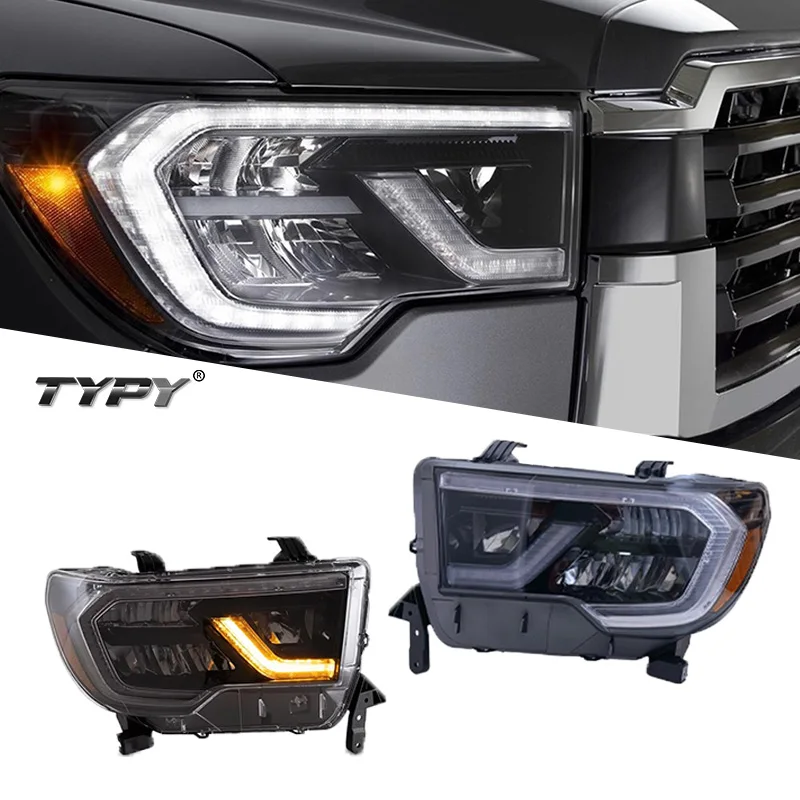

TYPY for Toyota Tundra Headlight Assembly Redwood Modified LED Daytime Running Light Flow Turn Signal Headlight 2007-2013