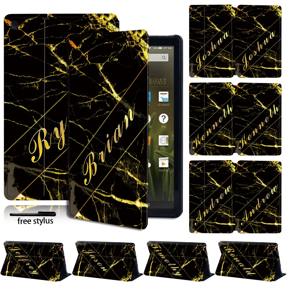 

Tablet Case for Fire 7/Fire HD8 /HD10(5/7/9th Gen) PU Leather Anti-fall Stand Cover Case + Free Stylus