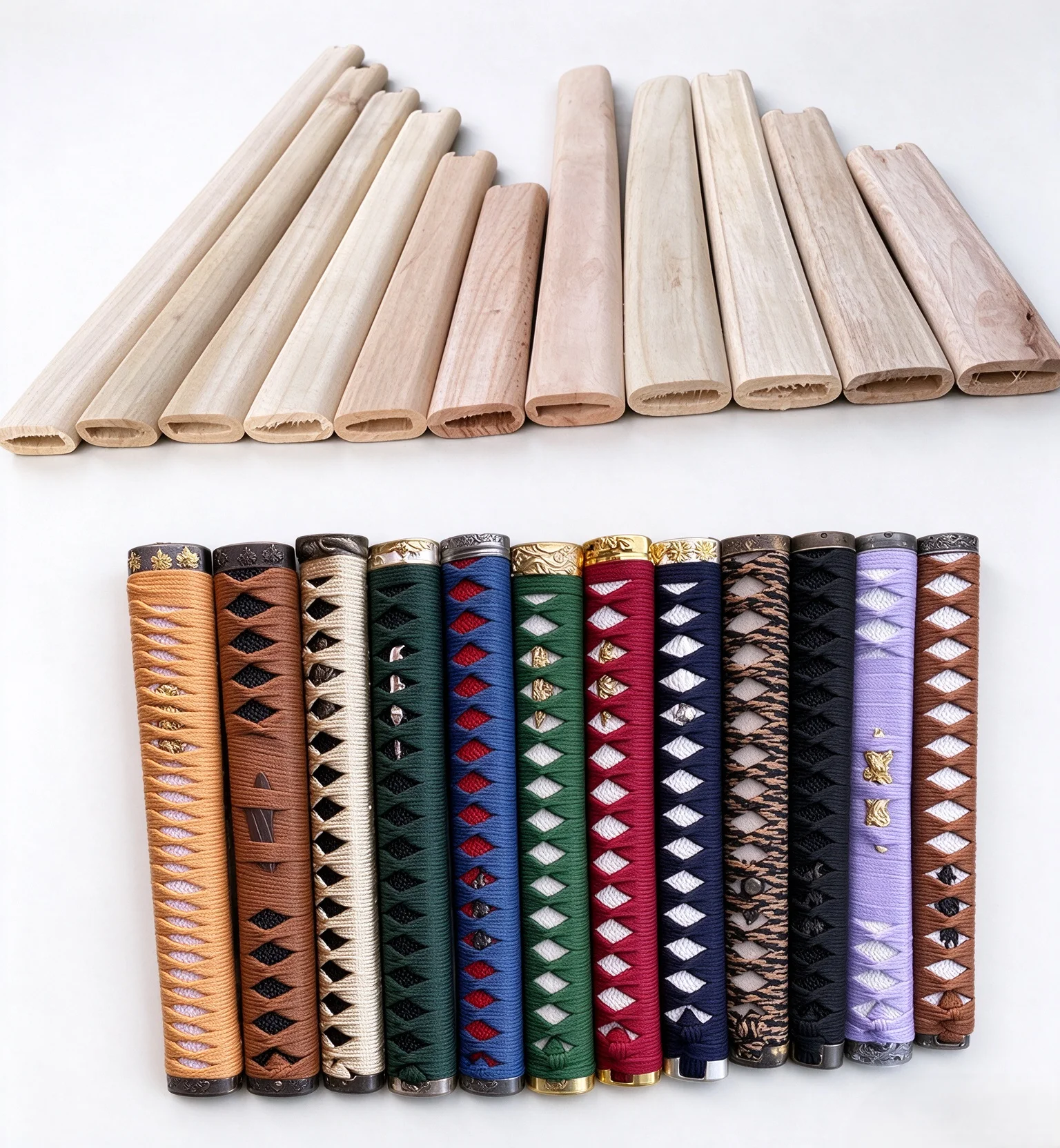 15/20/26/30/35/40cm Original Wood Sword Tsuka Handle Hilt Blank for Samurai Katana Tachi Waizashi Iaido Military Sword