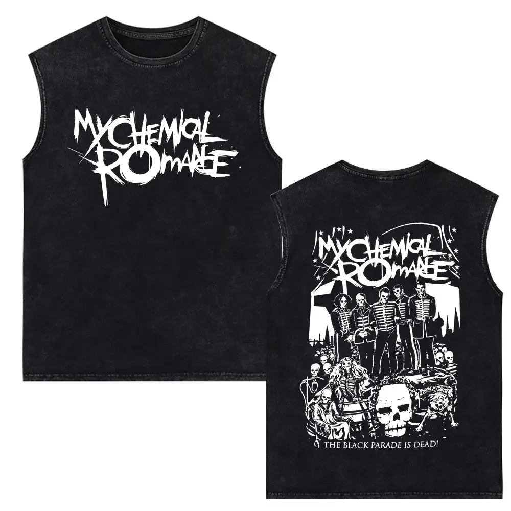 2026 Hot Sale My Chemical Romance Well Carry on Washed Tank Tops Men Women Vintage Parade Punk Emo Rock Band Sleeveless