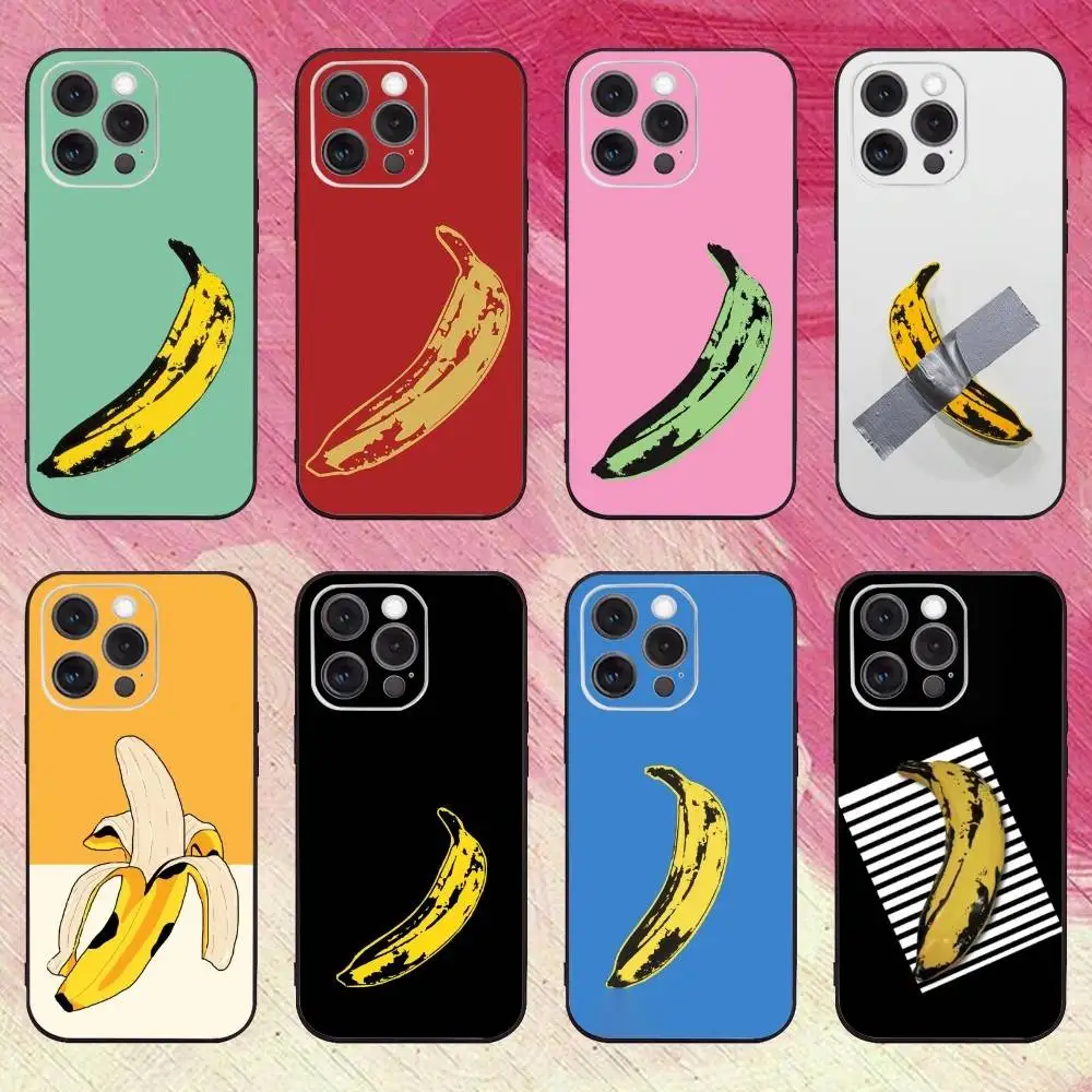 

A-Andy W-Warhol Art Banana Phone Case For iPhone17,16,15,14,13,12,11 Plus,Pro Max Soft Black Cover