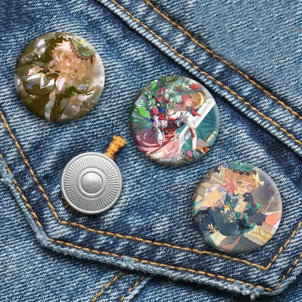 Game Genshin Impact Emilie Round badge lapel pin backpack clothing jewelry accessories gift brooch