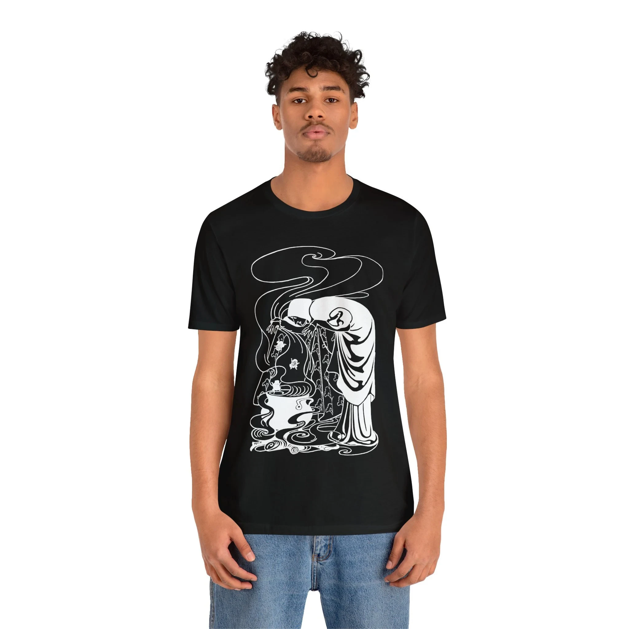 The Witch and Her Cauldron Helen Stratton Art Witchy Goth T-shirt Vintage Occult Shirt Black Magic Unisex Jersey Short Sleeve