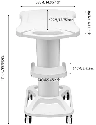 Salon Trolley Cart - Aluminum Mobile Trolley Stand Medical Rolling Carts for Ultrasonic Cavitation RF Machine Manicure