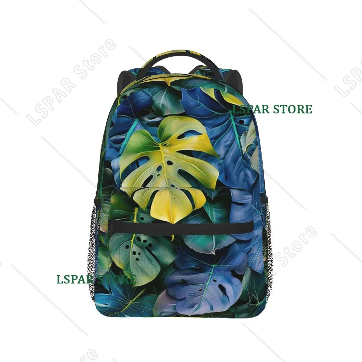 Vibrant Blue And Yellow Monstera Leaf Backpack Hot Sale Daypack Large Capacity Children BookBag Bag Shoulder Bags for Men Women
