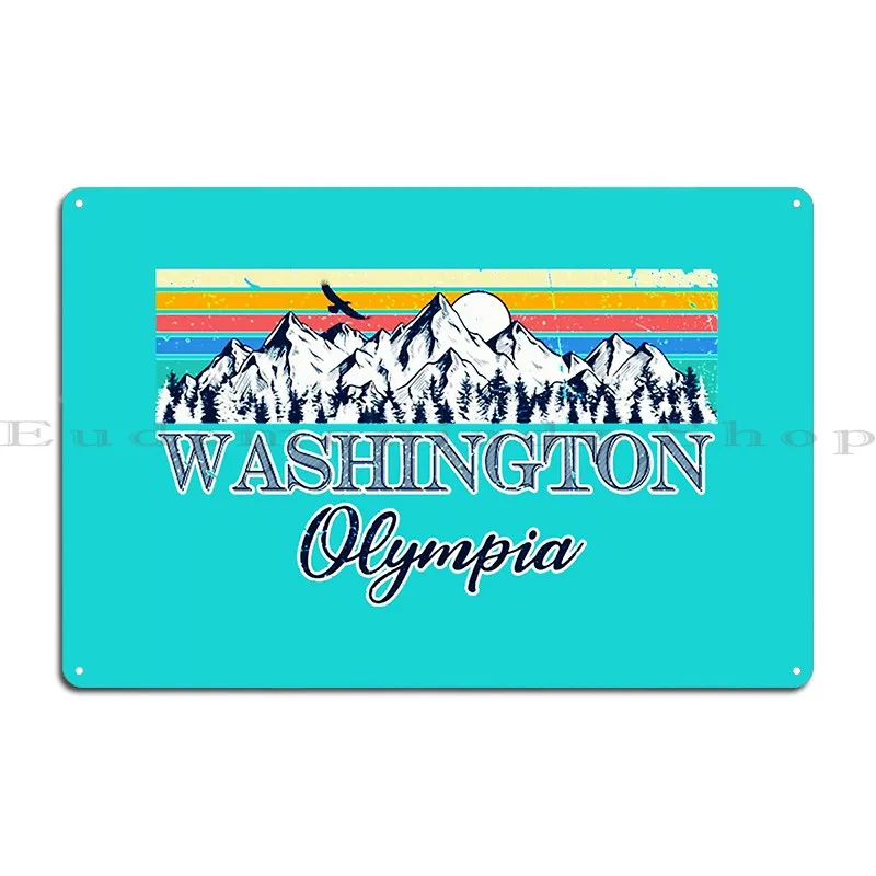 Olympia Washington Mountain Metal Plaque Poster Retro Retro Garage Designing Plaques Tin Sign Poster