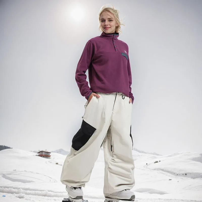

2025 New Skating Women's Snow Pants Work Clothes Loose Single Board Water Release Professional Snow Clothes Men's Warm Pants