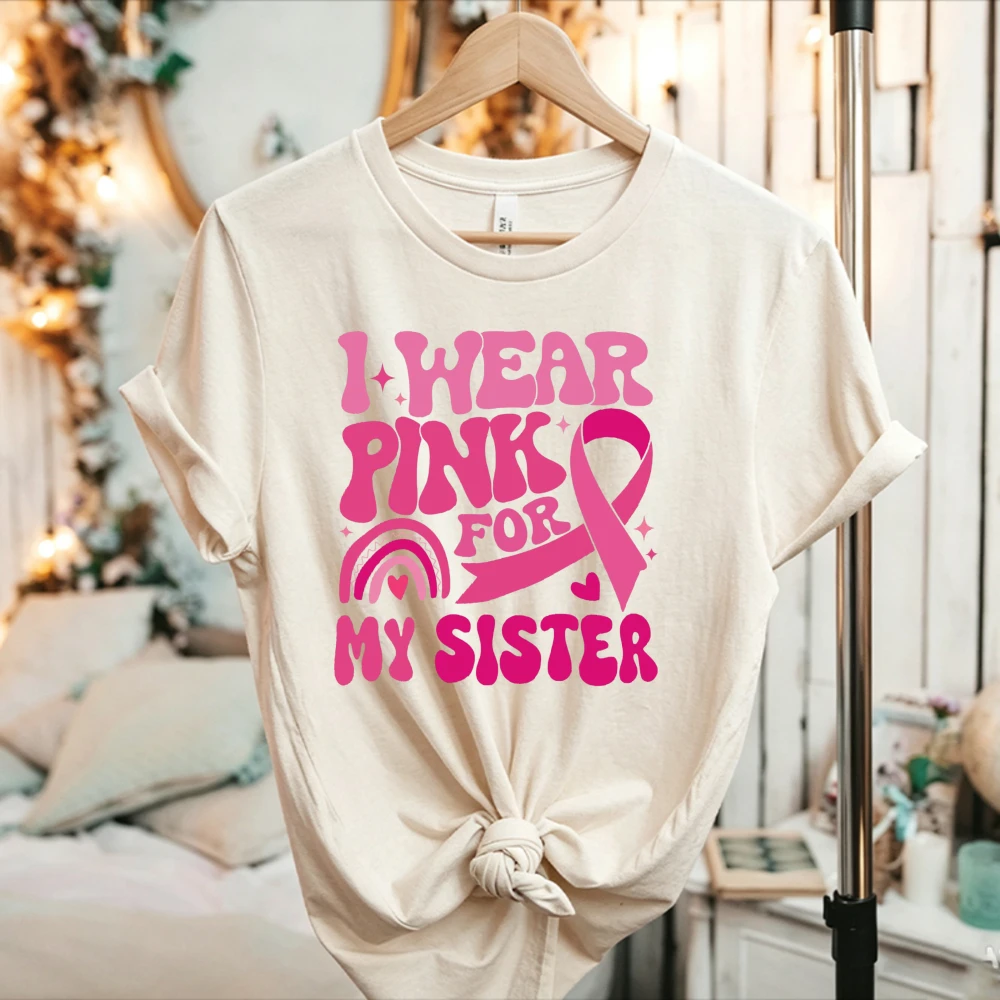 Women We Fight Together Butterfly Pink Ribbon T Shirt Breast Cancer Awareness Short Sleeve Tee Warrior Support Casual Cotton Top