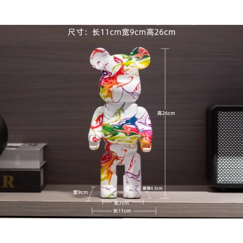 

27cm/10Inches Graffiti Bear Figurine Home Decor Animal Abstract Ornament Storage Money Jar Modern Room Sculpture Table Decor