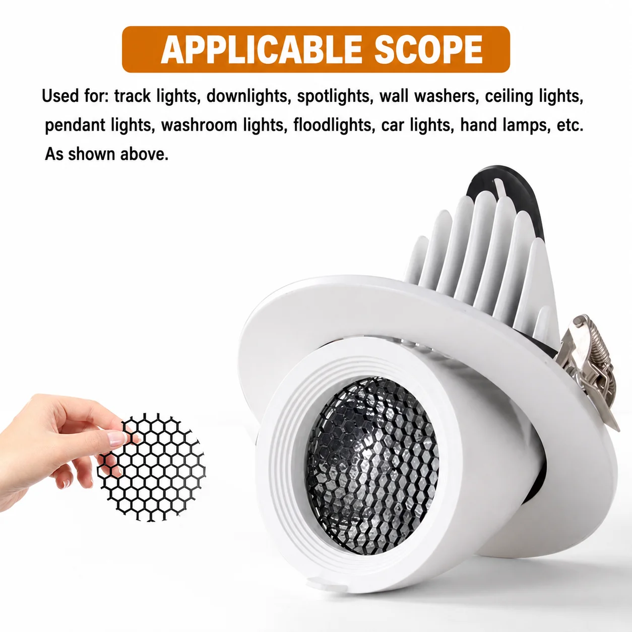 Black Aluminum Honeycomb Anti-Glare Cover for LED Downlight Spotlight Round Anti-Dazzle Mesh Lamp Accessory