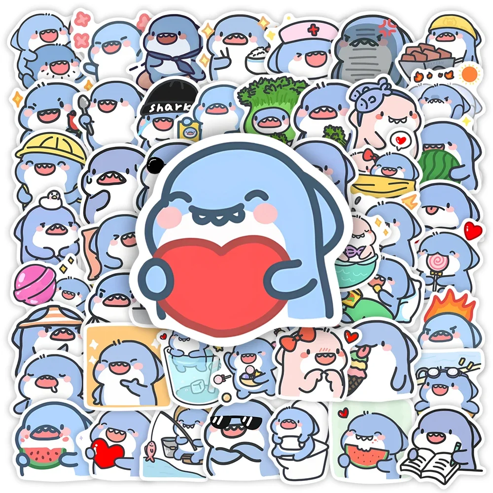 Cute Cartoon Shark Animated Clipart Stickers Animal DIY Gift Toys Decal for Laptop Scrapbook Phone Luggage Bottles Waterproof