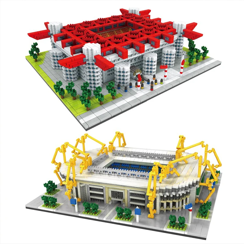 2023 Football Old Trafford Camp Nou Bernabeu San Sir Stadium Real Madrid Barcelona Club Diamond Building Blocks Toy Gift