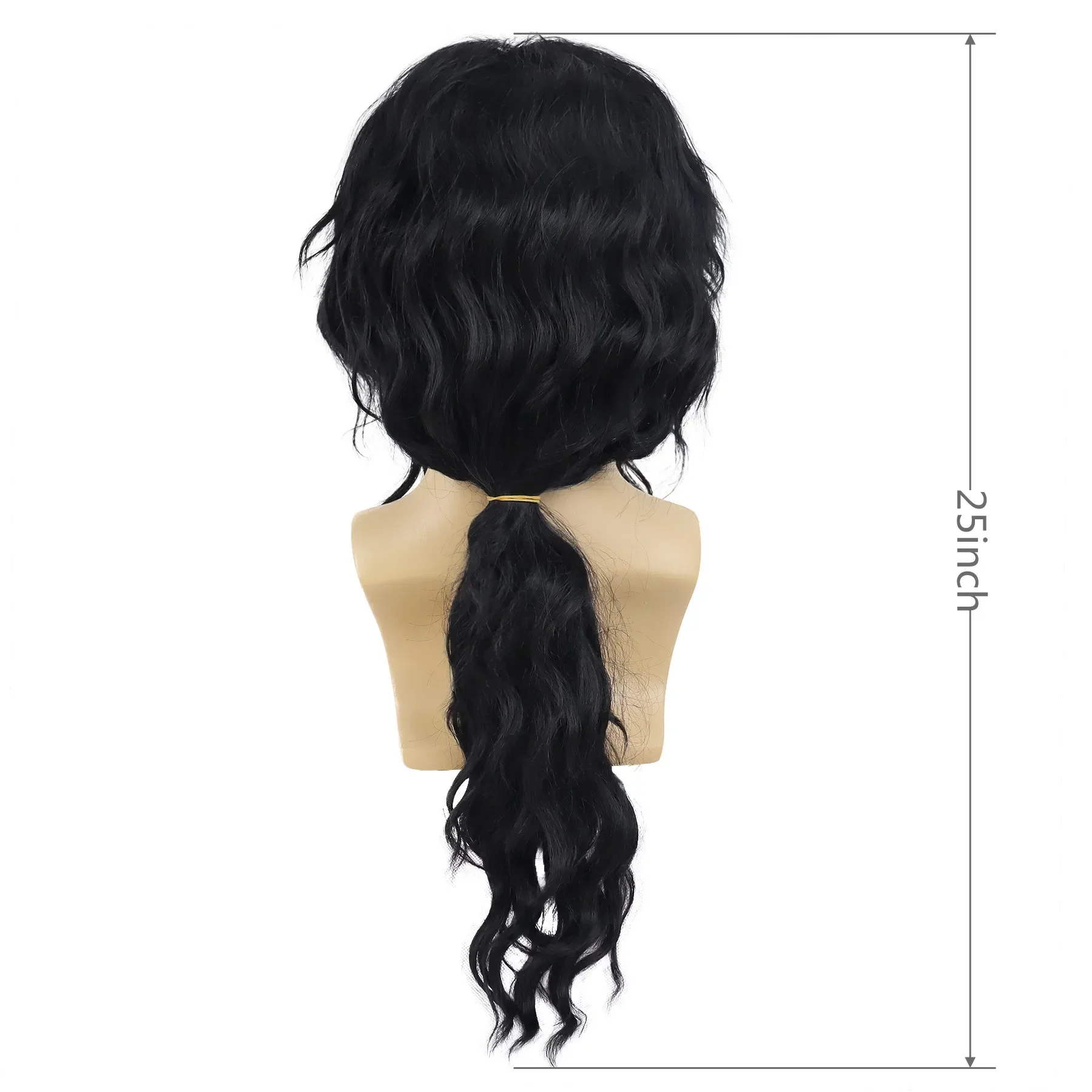 GNIMEGIL Synthetic Black Long Curly Wavy Wigs for Men Halloween Costume Female Carnival Party Wigs 60s Rock Disco Wig Curly Wave