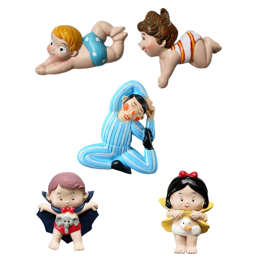 Cartoon niedlichen lustigen schwimmenden Jungen Mädchen Clown 3d Harz Design Kühlschrank Aufkleber Home Küche Haft notizen Dekorationen Geschenke
